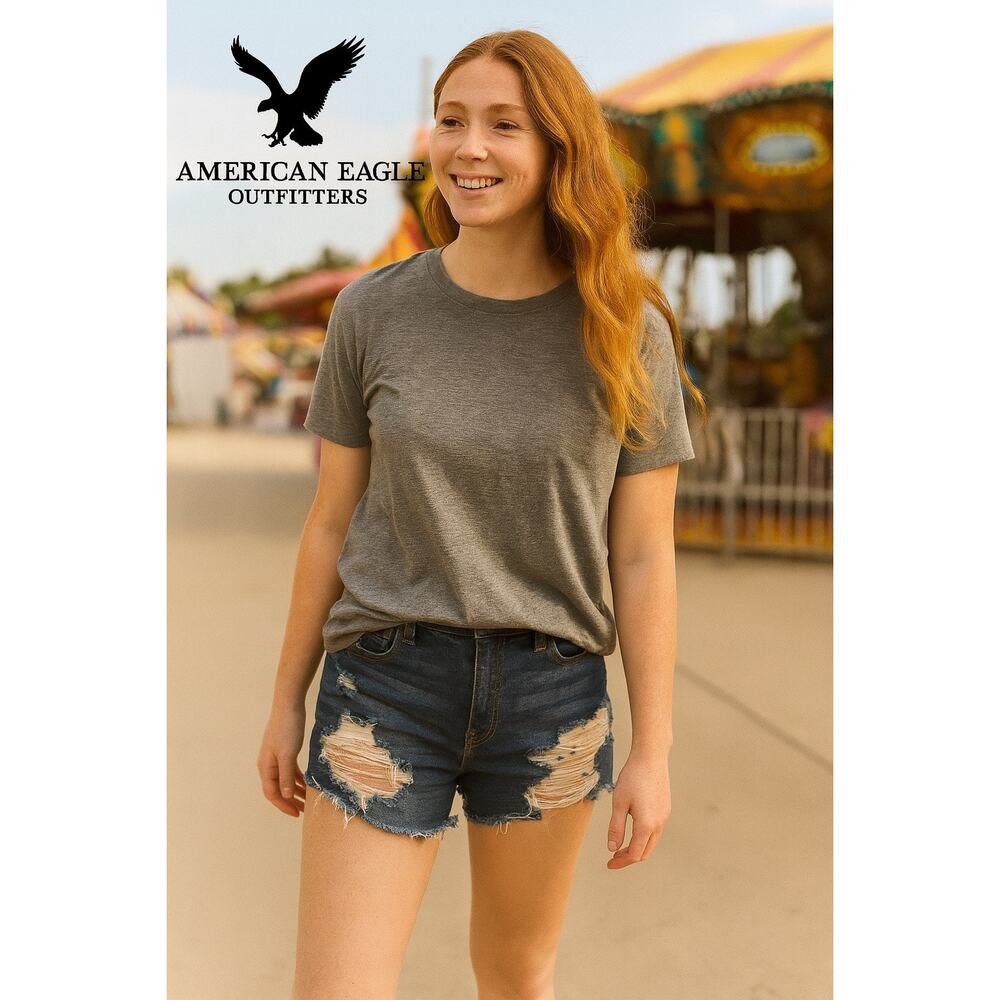 American Eagle Hi Rise Shortie Denim Shorts Sz. 8